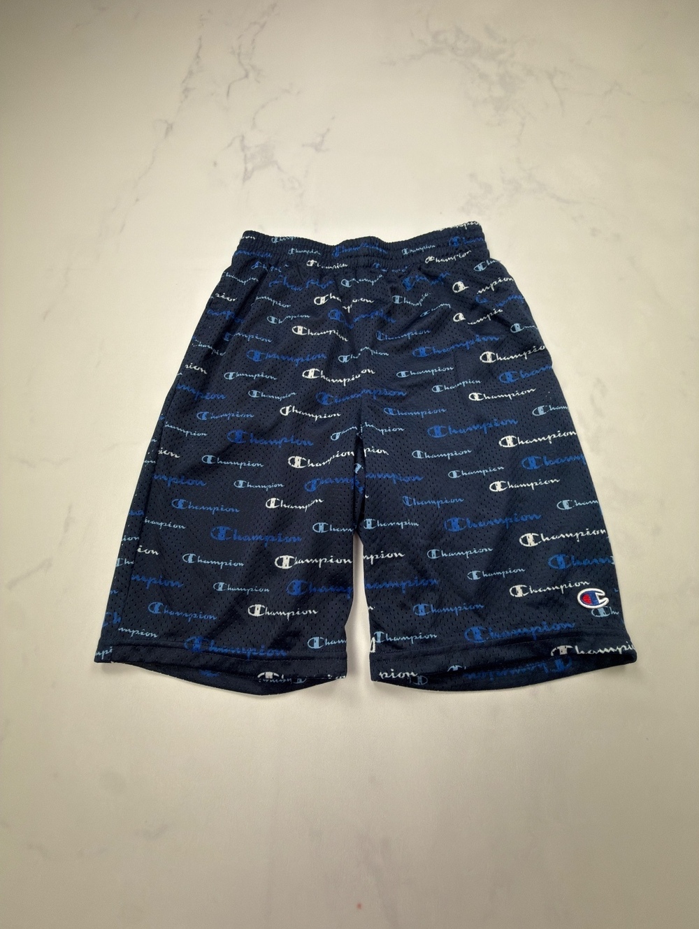 Champion All Over Print Athletic Shorts Navy 2010s Streetwear - Boys XL